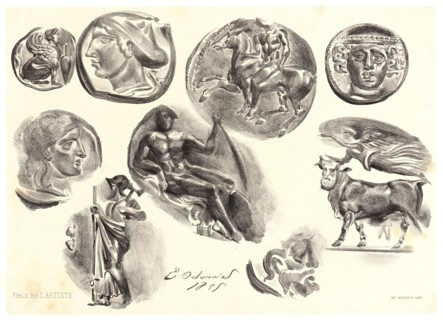 EugÃ¨ne Delacroix (French, 1798 - 1863). Nine Antique Medals (Neuf Médailles Antiques), 1825.
