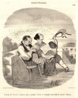 Honoré Daumier (French, 1808 - 1879). Avantages des terrasses italiennes, 1846. From Pastorales.