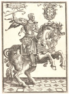 Cristofano Bertelli (Italian, born ca. 1525, active ca. 1550â€ì1600). Equestrian Portrait of