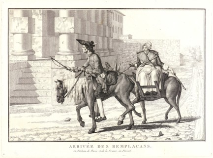 Anonymous. Arrival of the Replacements (Arrivée des Remplacans), ca. 1805. Etching on laid paper.