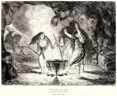 August Jean-Baptiste Meurice (French, 1819 - 1881). The Three Sorceresses, 1841. Lithograph.