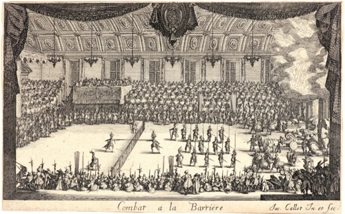 Jacques Callot (French, 1592 - 1635). Le Combate, 17th century. From Le Combat Ã  la Barriere.