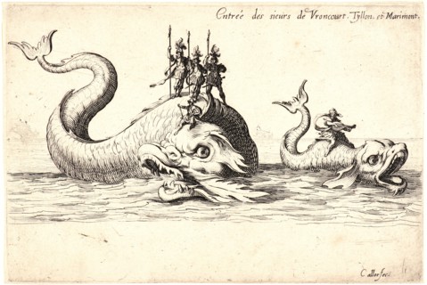 Jacques Callot (French, 1592 - 1635). Entree de MM. de Vroncourt, Tyllon et Marimon, 17th century.