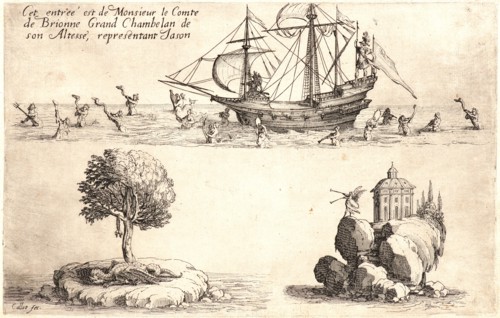 Jacques Callot (French, 1592 - 1635). Entree de M. de Brione, 17th century. From Le Combat Ã  la