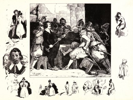 Nicolas Toussaint Charlet (French, 1792 - 1845). Fighting 17th Century-Soldiers in a Tavern, 19th