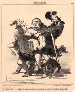 Honoré Daumier (French, 1808 - 1879). Comment voulez-vous que je marche, 1851. From Le Commerce.
