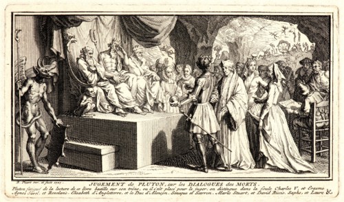 Bernard Picart (French, 1673 - 1733). The Judgement of Pluto, 1727. Etching. Plate: 76 mm x 132 mm