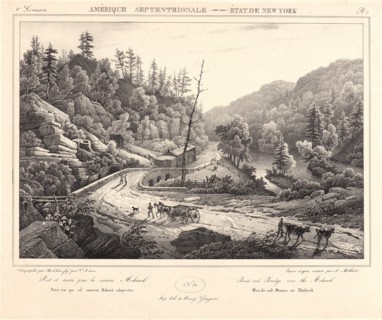 F. Jacques Milbert (French). Road and Bridge over the Mohawk River, ca. 1830-1840. From Amérique