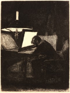 FranÃ§ois Bonvin (French, 1817 - 1887). Self-Portrait of the Artist Etching, 1861. Etching on laid