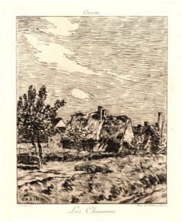 Jean Charles Cazin (French, 1841 - 1901). Thatched Houses (Les Chaumes), ca. 1865-1885. Etching on