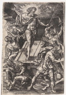 Resurrection of Christ, print maker: Johannes Wierix, Pieter van der Borcht I, 1573