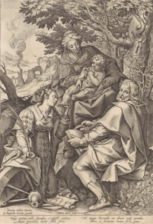 Holy Family, accompanied by Catherine of Alexandria, Hieronymus Wierix, Johannes Baptista Vrints
