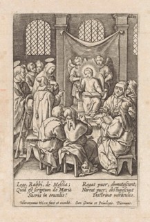 Christ as a twelve year old in the temple, print maker: Hieronymus Wierix, 1563 - before 1619