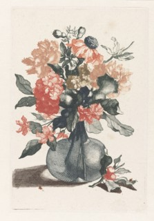Glass vase with flowers and a branch with flower, Anonymous, Jean Baptiste Monnoyer, Johan Teyler,