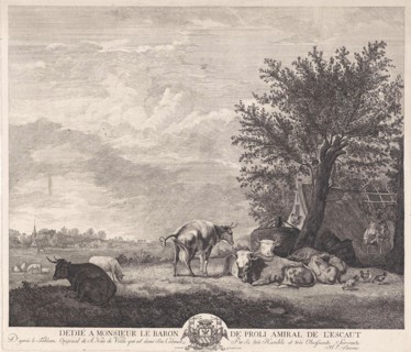 Landscape with cows, Elisabeth Marie Simons, Charles-André-Melchior baron van Proli, 1760 - 1780
