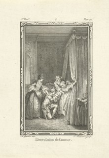 Kneeling man at the bedside of his beloved, Jacob Folkema, 1761