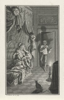 Man entering a room, print maker: Jacob Folkema, 1702 - 1767
