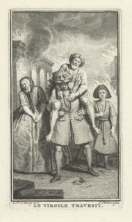 Aeneas saves his father from burning Troy, Jacob Folkema, 1703 - 1767