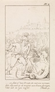 Man holds a dragon down, DaniÃ«l Veelwaard (I), Jacob Smies, FranÃ§ois Bohn, 1802 - 1809
