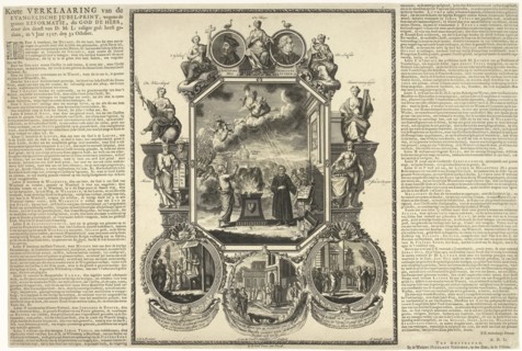 Evangelical Jubilee print of the second centenary of the Reformation, 1717, print maker: Adolf van