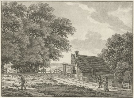 Landscape at Overveen with walkers, Jan Evert Grave, c. 1769 - c. 1805