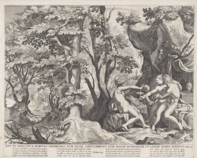 Lot and his daughters, Anonymous, RaphaÃ«l Sadeler (I), Nicolaes Visscher (I), 1652 - 1702