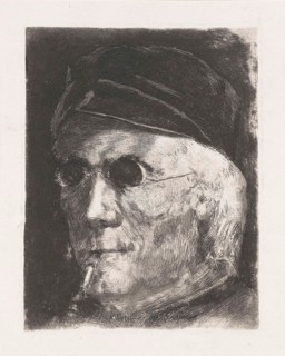 Face of a man with glasses, Frans Schikkinger, 1848 - 1902