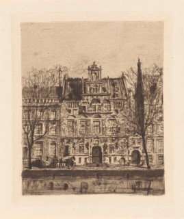 House with the Heads in Amsterdam, The Netherlands, print maker: Frans Schikkinger, 1848 - 1902