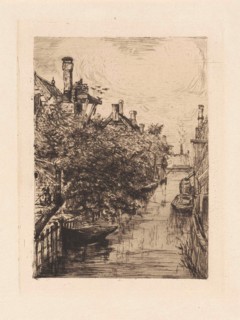 View of a canal in Amsterdam, Frans Schikkinger, 1848-1902, The Netherlands