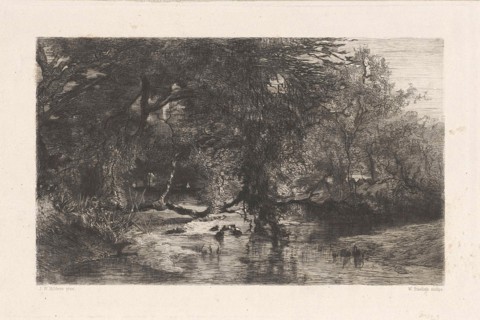 Trees along the water, Willem Steelink (I), 1836 - 1913