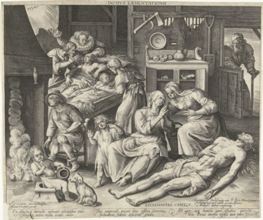 A house full of mourning, Nicolaes de Bruyn, Assuerus van Londerseel, Petrus Plancius, 1581 - 1656