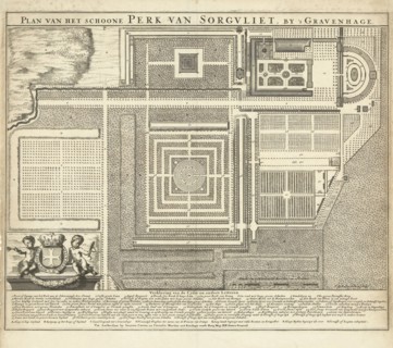Map of the park Zorgvliet, Johannes Jacobsz van den Aveele, Johannes Covens and Cornelis Mortier,