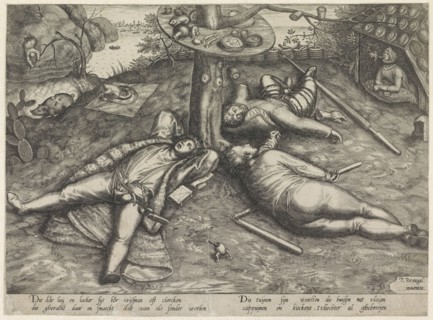 Luilekkerland, cockaigne, Attributed to Pieter van der Heyden, 1567-1600
