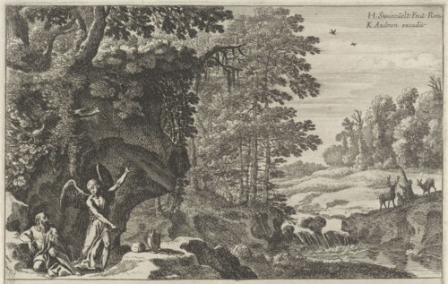 Elijah and the angel, Herman van Swanevelt, Charles Audran, 1629 - 1641
