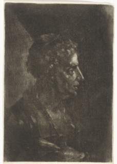 Bust of a man in profile, Justus van den Nijpoort, 1680 - 1691