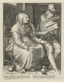 Unequal love, Jacob Goltzius (II), Anonymous, 1584 - 1630