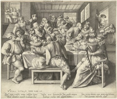 A house full of party noise, Nicolaes de Bruyn, Robert de Baudous, 1581-1656