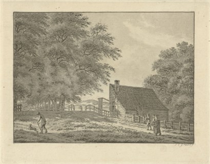 Landscape at Overveen with walkers, Jan Evert Grave, c. 1769 - c. 1805