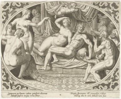 Venus and Mars caught in adultery, Jan Collaert (II), Philips Galle, 1576 - 1628