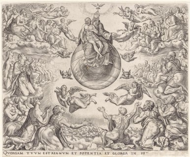 Adoration of the Trinity, Johannes Wierix, Maarten van Heemskerck, Philips Galle, 1569 - 1573