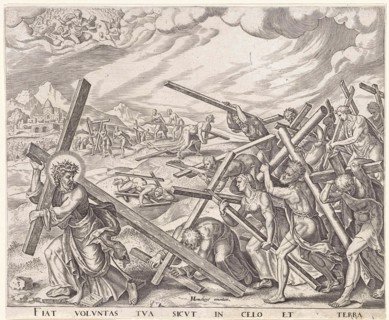 Let your will be done on earth as in heaven, Johannes Wierix, Philips Galle, 1569 - 1573