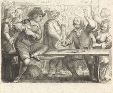 Musicians and drinking in a tavern, print maker: William Young Ottley, Jan Miense Molenaer, 1828
