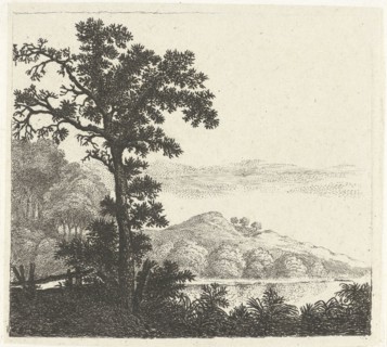Landscape with tree on a riverbank, William Young Ottley, Jan van Brosterhuyzen, 1828