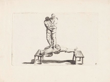 Three clowns do a circus, Anonymous, Gerardus Josephus Xavery, Pieter Schenk (II), 1728