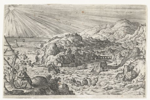Jonah being swallowed by the fish, Hans Bol, Anonymous, c. 1550 - c. 1650