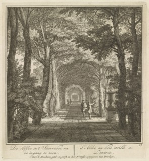 Covered path given to the input / View of the park / Duck pond / Large pond, Isaac de Moucheron,