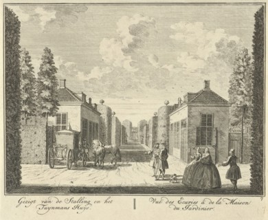 View of the stables and the house of the gardener on the estate at House ter Meer, The Netherlands,