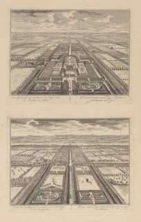 View of Slot Zeist with gardens, view toward Bunnik, on the horizon a tower at Amersfoort, The