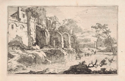 Landscape with ruins and a shepherd, Jan Smees, 1705-1729
