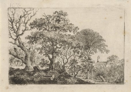 Landscape with a house with a smoking chimney, Jean Vaillant, 1637 - 1674